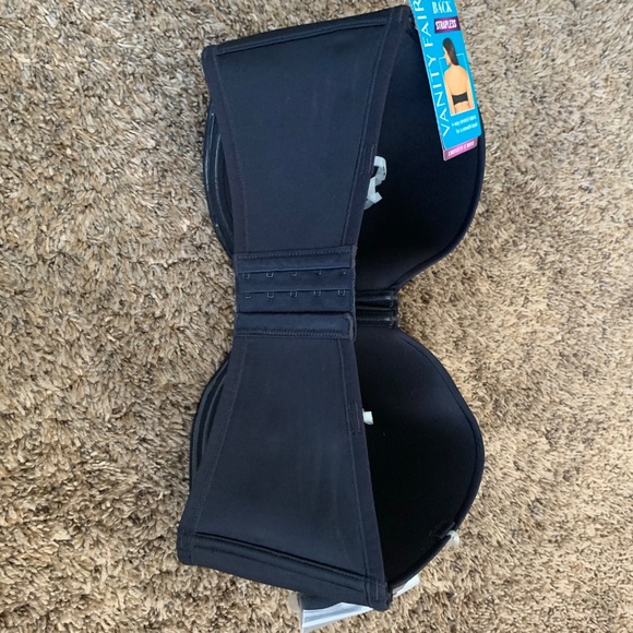 Vanity Fair Black Strapless Underwire Bra 36DDD Smooth Back Lightly Padded New - Picture 5 of 5